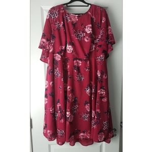 Wine/Navy/Fuschia Floral Torrid Dress